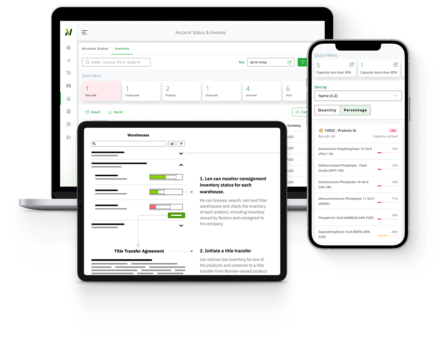 Enterprise B2B web platform redesign interface and design system component library for Nutrien